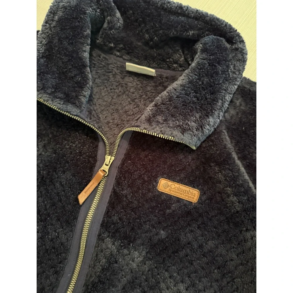 Columbia Fire Side II‎ Sherpa Full Zip Fleece Jacket Navy Blue Womens 2X Plus